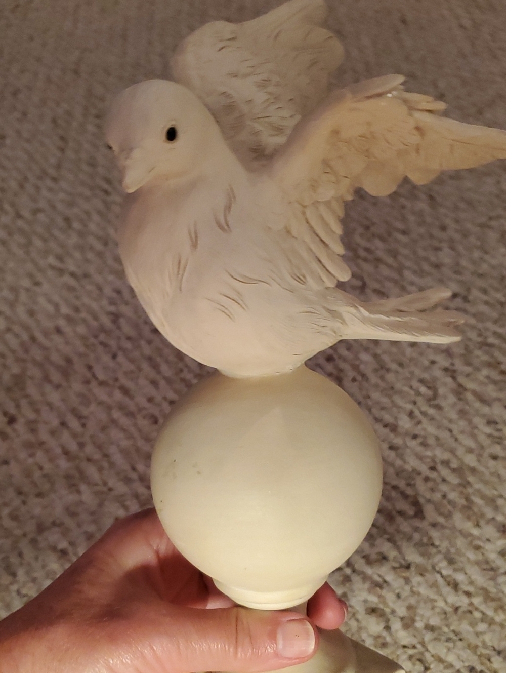 Vintage Dove Sculpture In Flight On Pedestal
